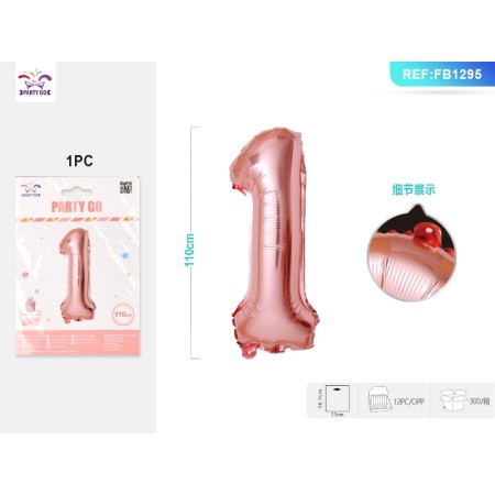 PALLONCINI MYLAR ORO ROSA 110 CM NUMERO 1