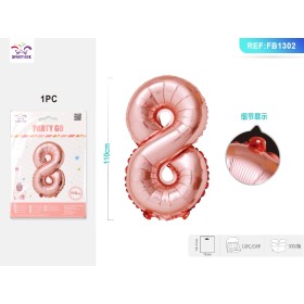 PALLONCINI MYLAR ORO ROSA 110 CM NUMERO 8