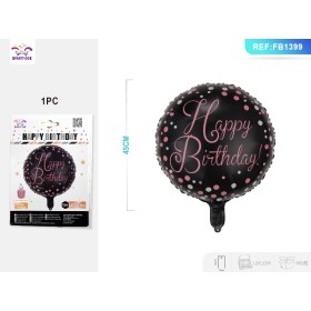 PALLONCINI MYLAR HAPPY BIRTHDAY PUNTINO NERO