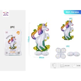 SET PALLONCINO MYLAR UNICORNO 110X64