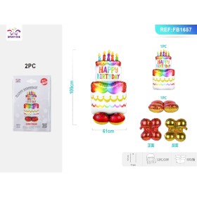 SET PALLONCINO MYLAR HAPPY BIRTHDAY TORTA 109X61
