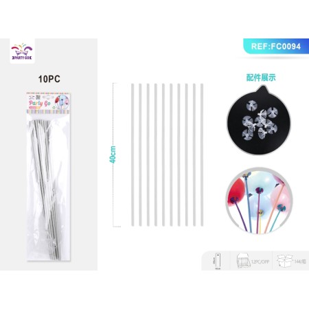 STECCHE PER PALLONCINI ARGENTO CM.40 PZ.10