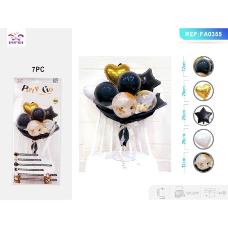 SET PALLONCINI FIORE STELLA NERO ORO