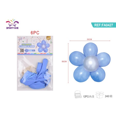 PALLONCINI A FORMA DI FIORE PAILETTES BLU