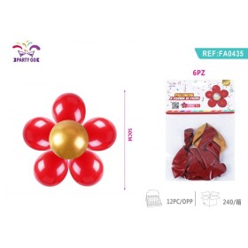 PALLONCINI A FORMA DI FIORE PAILETTES ROSSO
