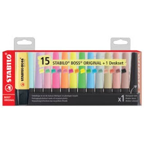 ESP. EVIDENZIATORI STABILO BOSS PASTEL 15PZ C/NERO