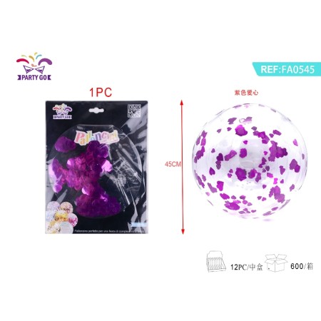 PALLONCINI CUORE PAILLETTES ROSA ROSSO TRASPARENTE