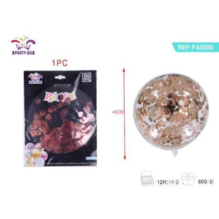 PALLONCINI PAILLETTES ROSA ORO TRASPARENTE