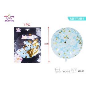 PALLONCINI PAILLETTES BLU TRASPARENTE 45CM