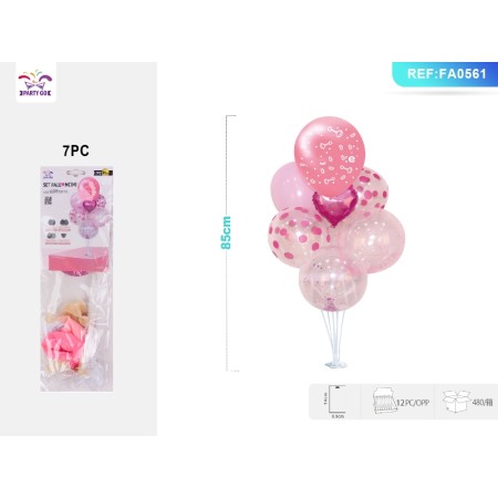 SET PALLONCINI CUORE ROSA 85CM