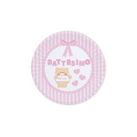 PIATTI GRANDI BATTESIMO TEDDY ROSA