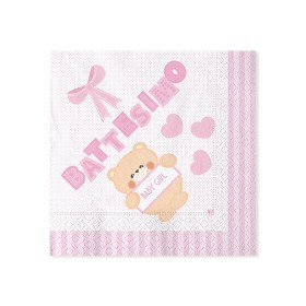 TOVAGLIOLI 33X33 BATTESIMO TEDDY ROSA