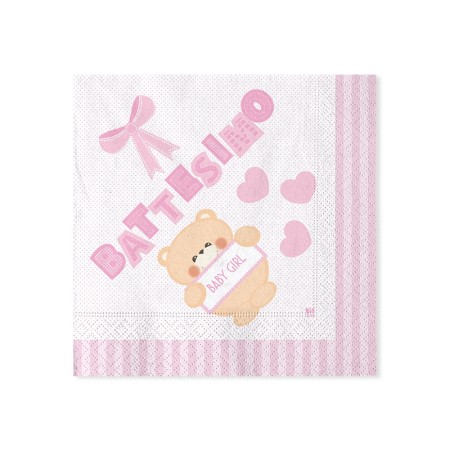 TOVAGLIOLI 33X33 BATTESIMO TEDDY ROSA
