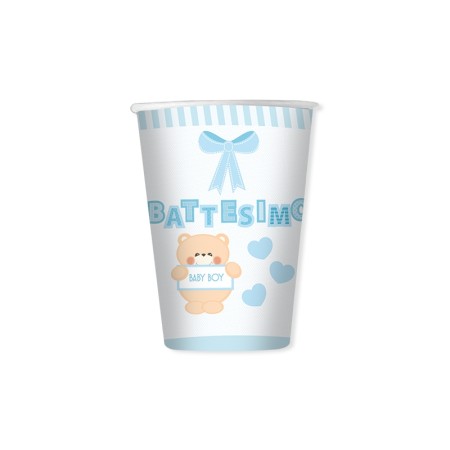 BICCHIERI BATTESIMO TEDDY CELESTE