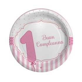 PIATTI GRANDI PRIMO COMPLEANNO ROSA