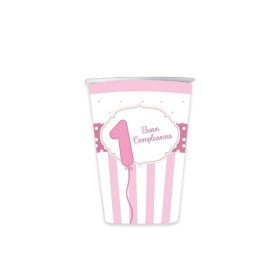 BICCHIERI PRIMO COMPLEANNO ROSA