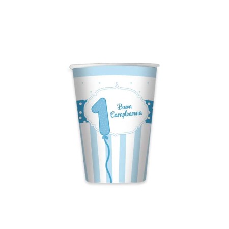 BICCHIERI PRIMO COMPLEANNO CELESTE