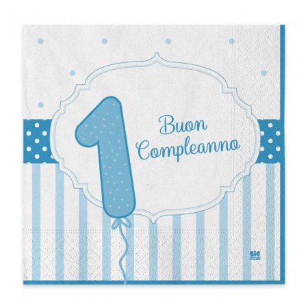 TOVAGLIOLI 33X33 PRIMO COMPLEANNO CELESTE