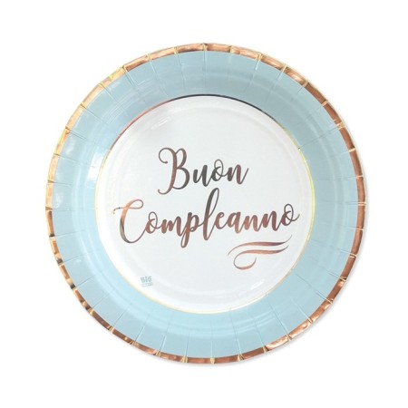 PIATTI GRANDI BUON COMPLEANNO CHIC CELESTE