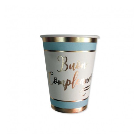 BICCHIERI BUON COMPLEANNO CHIC CELESTE