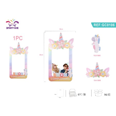 CORNICI DI CARTONE 50X80 PER SELFIE UNICORNO
