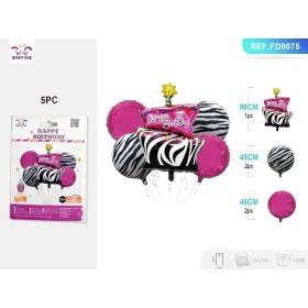 SET PALLONCINI MYLAR ZEBRA TORTA