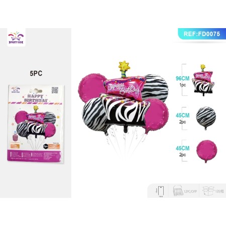 SET PALLONCINI MYLAR ZEBRA TORTA