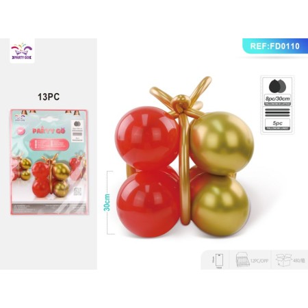 SET PALLONCINI METALLIZZATI OROROSSO PZ.13