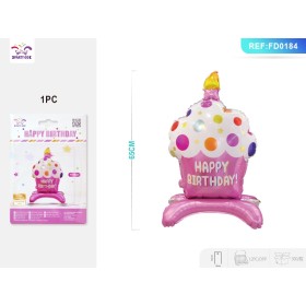 PALLONCINI MYLAR HAPPY BIRTHDAY TORTA ROSA