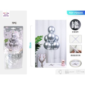 SET PALLONCINI METALLIZZATI ARGENTO 80 CM. PZ.7