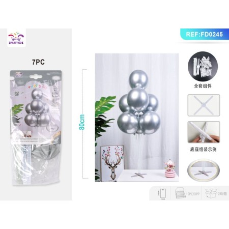 SET PALLONCINI METALLIZZATI ARGENTO 80 CM. PZ.7