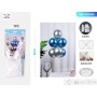 SET PALLONCINI METALLIZZATI BLU E ARGENTO 80 CM. PZ.7