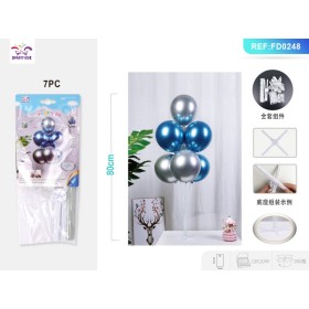 SET PALLONCINI METALLIZZATI BLU E ARGENTO 80 CM. PZ.7