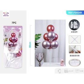 SET PALLONCINI METALLIZZATI ROSA E ROSSI 80 CM. PZ.7