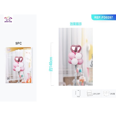 SET PALLONCINI MYLAR CUORE ROSA ORO PZ.9