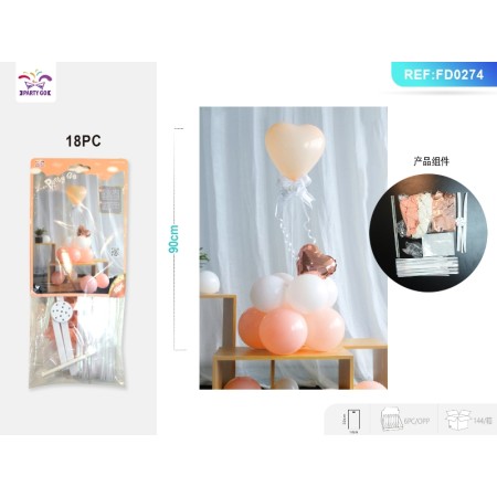 PALLONCINI PER DECORAZIONI CUORE ARANCIONE PZ.18