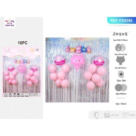 SET PALLONCINI MYLAR ORSO ROSA PZ.16