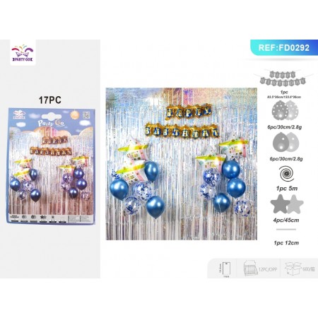SET PALLONCINI MYLAR HAPPY BIRTHDAY STELLA BLU PZ.18