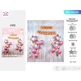 SET PALLONCINI MYLAR HAPPY BIRTHDAY STELLA ROSSO PZ.18