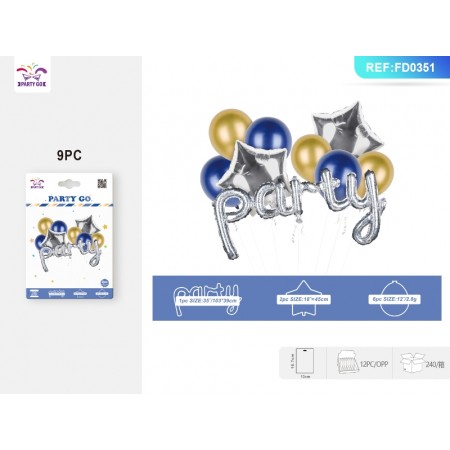 SET PALLONCINI CON SCRITTA PARTY PZ.9