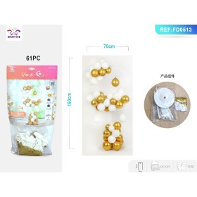 PALLONCINI PER DECORAZIONI BIANCO/ORO PZ.61