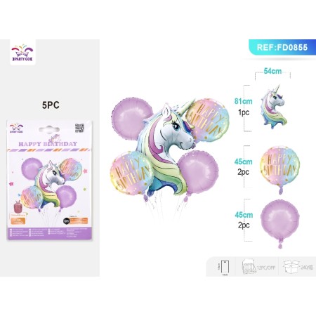 SET PALLONCINI MYLAR UNICORNO