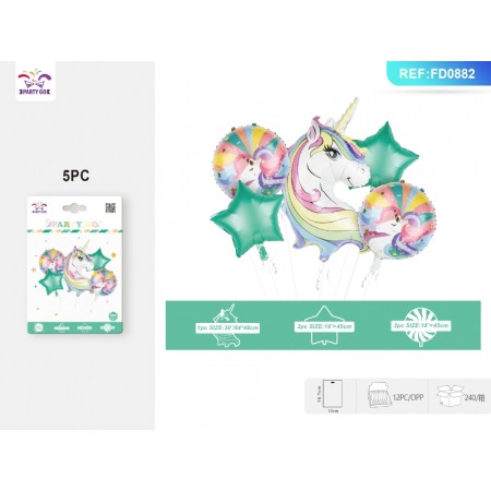 SET PALLONCINI MYLAR UNICORNO