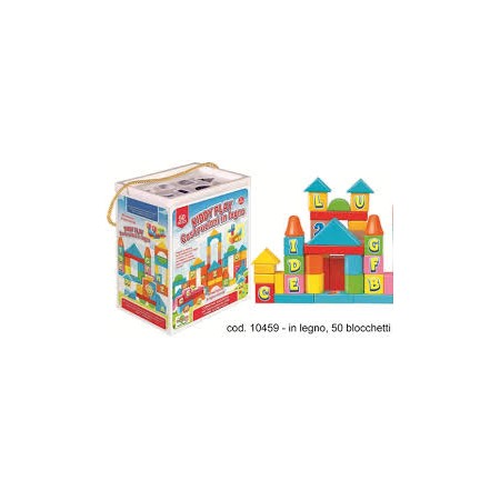 GIOCO LEGNO COSTRUZIONI 50 BLOCCHETTI KIDDY PLAY