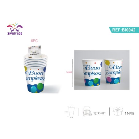 BICCHIERI BUON COMPLEANNO CON PALLONCINI