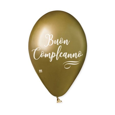 50 PALLONCINI 13 POLLICI GLOSSY B/COMPLEANNO ORO