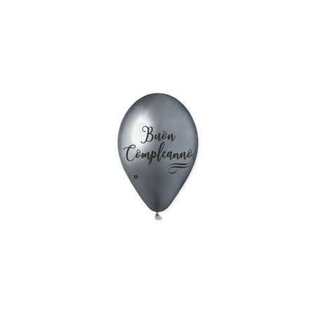 50 PALLONCINI 13 POLLICI GLOSSY B/COMPLEANNO ARGENTO