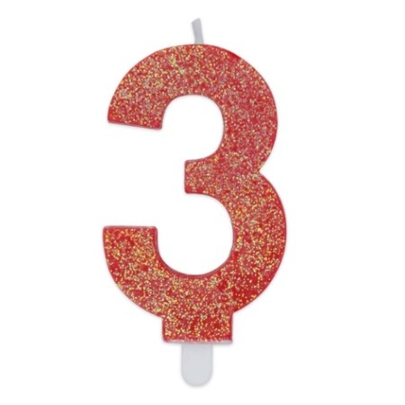 CANDELE SWEETY ROSSO GLITTER N.3