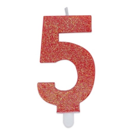 CANDELE SWEETY ROSSO GLITTER N.5