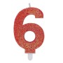CANDELE SWEETY ROSSO GLITTER N.6.
